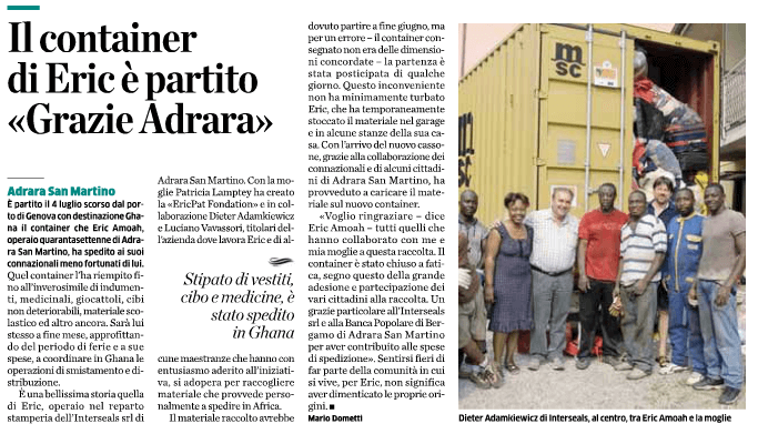 Articolo Eco di Bergamo