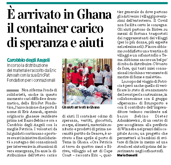 Articolo di giornale Eco di Bergamo